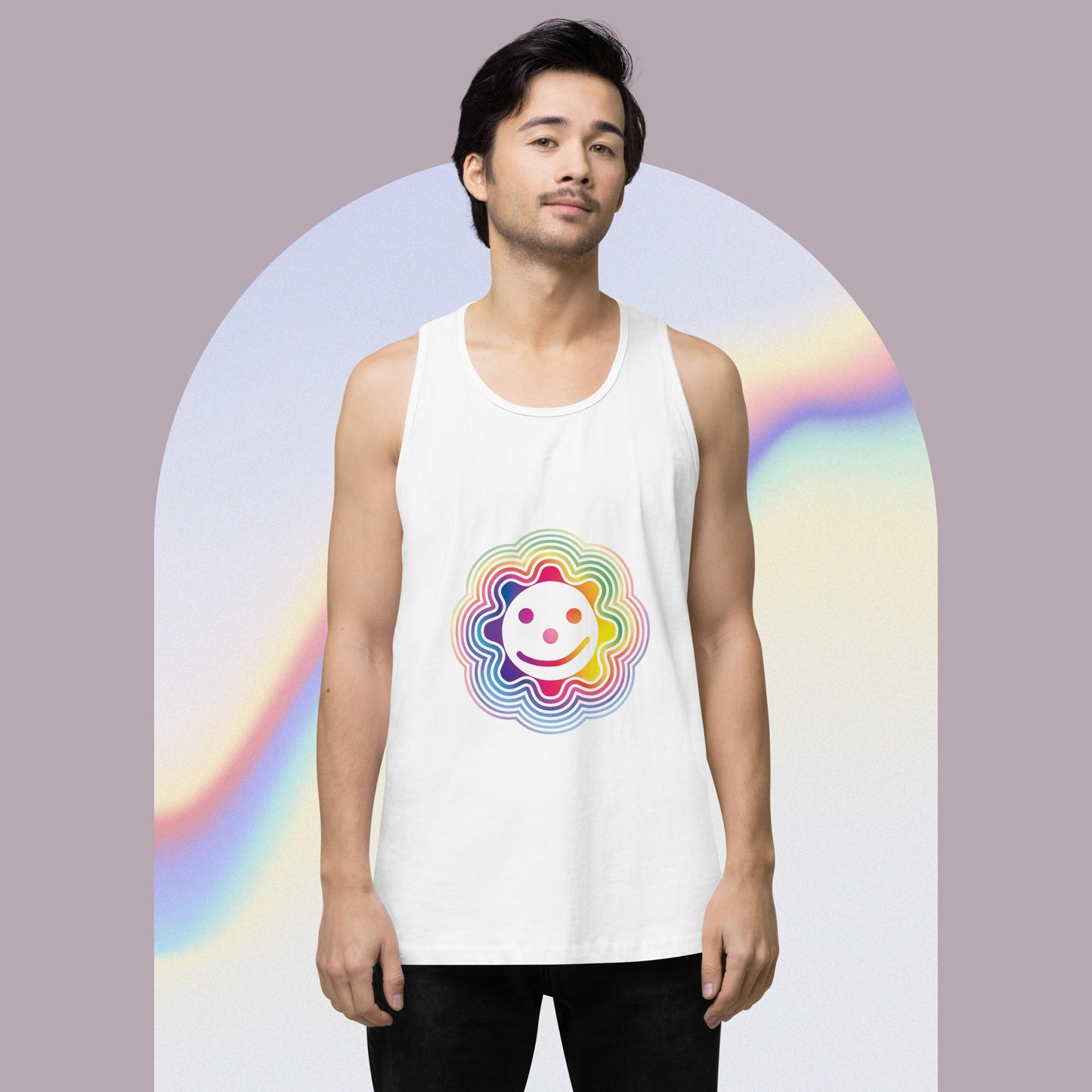 Rainbow Connection Men’s Premium Tank Top - White