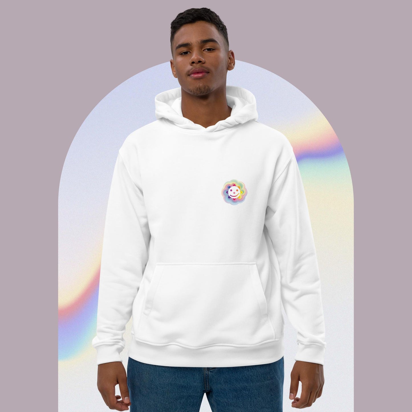 Rainbow Connection Premium Eco Hoodie - White